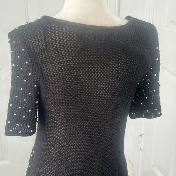 Jennifer Lopez Black Studded Open Weave Tunic Sweater Top Sz M - Picture 6 of 15
